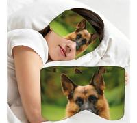 Happy German Shepherd Printed, Sleep Mask for Home Travel, Full Eye Covers Light Blocking Eye Mask Sleep Eye and Ear Muffs
