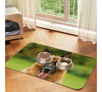 Happy German Shepherd Printed,Waterproof Pet Feeding Mat,PU Leather Placemats for Cat Dog Water Bowl,Food Mats,40x60cm