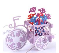 HAPPY GIFTERS Bicycle Flower Pop Up Card - Appreciation Gifts 3D Greeting Pop Out Surprise - Handmade Large Gift Cards for All Occasions - Unisex Pop-up Present with Envelope Included