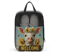 Happy Giraffe with Flowers Shoe Bag for Travel Daily Use Anti-dust Storage Carrier Golf Shoe Pouch