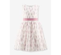 Happy Girls festive floral dress with bow for girl old rose