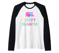 Happy Glamper Girl Camp Glamping Camping Glampy Squad Raglan Baseball Tee