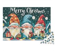 Happy Gnome Holidays 1000 Pieces Jigsaw Puzzles Gnome Gift Time Cardboard for People Who Love Quiet Time Wall Decor 70x50cm/1000pcs