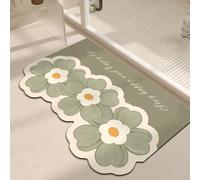 Happy Go-Mart Non-Slip Bath Mat, Highly Absorbent Bathroom Mat,Anti Mould Bath Mats,Machine Washable Shower Mat,Diatom Mud Door Mat Living Room Carpet Oval (flower)
