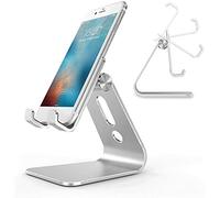 Happy Go-Mart Universal Phone Stand, Adjustable Phone Holder Stand Dock, Aluminum Phone Cradle holder stand Base Compatible with IPhone 11,12, 13,HUAWEI, Galaxy and Tablet (silver)