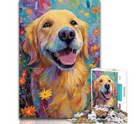 Happy Golden Retriever Jigsaw Puzzles for Adults 1000 Jigsaws,Family Game Stress Reliever Difficult Challenge Gifts for Friends And Family (38x26cm)