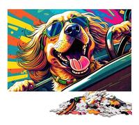 Happy Golden Retriever Jigsaw Puzzles for Adults 1000 Piece Jigsaw Puzzles for Adults for Family And Friends, Suitable for Ages 14+ 50x75CM/19.68x29.52inch