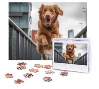 Happy Golden Retriever Puzzles 500 Pieces Personalized Jigsaw Puzzles with storage bag Photos Puzzle for Adults Challenging Picture Puzzle for Men Women Home Decor (52x38 CM)