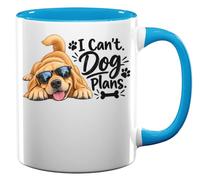 Happy Golden Retriever Wearing Stylish Sunglasses Ceramic Tea Coffee Mug Light Blue