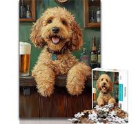 Happy Goldendoodle 1000 Pieces Jigsaw Puzzles For Teens And Adults,Stress Reliever Difficult Challenge Enhance Love between Couples 38x26cm