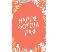 Happy Gotcha Day: Salmon & Floral Print College Rule Blank Lined Notebook Journal