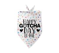 Happy Gotcha Day to Me Adoption Day White Dog Bandana for Dogs Funny Pet Dog Puppy Bandana Photo Prop Accessories for Pet Lovers Owner Gift