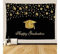 Happy Graduation Backdrop Congrats Grad Black Gold Graduate Party Decorations Background Photography Backdrops