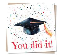Happy Graduation Congratulations Card For Loved One - Colourful, Graduate Cap - You Did It! - For Son, Daughter, Relative, Grandson, Granddaughter