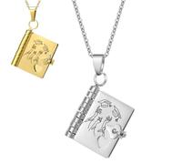 Happy Graduation Gift - Inspirational Book Necklace, Personalized Openable Multi Layer Graduation Necklace 2026, Customized Engraved Book Pendant necklace for Men, Friends, Daughter, Son (Silver)