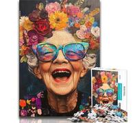 Happy Grandma Jigsaw Puzzles for Teenagers 1000 Piece,Educational Games Wall Decoration Unique Birthday And Xmas Gifts 50x75cm