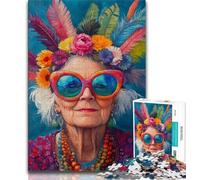Happy Grandma Puzzles for Teenagers 1000 Pieces,Family Game Stress Reliever Difficult Challenge Artists Collection,Fine Art (50x75cm)