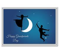 Happy Grandparents Day card - Exclusive Greetings and Wishes - Unique Keepsake - Premium quality - Special Celebration Greeting cards - Unusual Over the Moon dancing Design - Send with love