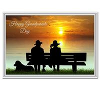 Happy Grandparents Day Card - Exclusive Greetings and Wishes - Unique Keepsake - Special Celebration Greeting Cards - Unusual Sunset Design - Send with Love - Buy with Confidence