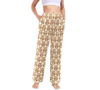 Happy Groundhog Day Pyjama Bottoms Women's Casual Wide Leg Pajama Pants with Pockets Sleepwear
