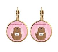 happy groundhog day usa amecanada festival Gold Clip On Drop Earrings Non Piercing Dangle Jewelry