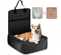 HAPPY HACHI Dog Bed Car Seat - Detachable Washable Dog booster Seat with Storage Pockets Safety Belts ,Waterproof Puppy Travel Carrier for Car (Black)