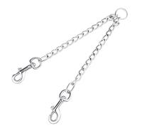 HAPPY HACHI Double Dogs Lead 2 Way Iron Chain Leash Coupler Twin Pet Trainer Safety Rope Splitter for Walking Training (L-4.0mm*70cm)