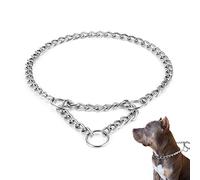 HAPPY HACHI Half Check Dog Collar, Martingale Dog Chain Collars Semi Choke All Metal for Puppy Dogs Medium Large Training Walking Pulling Control, L 56-67cm