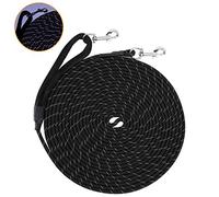 HAPPY HACHI Training Leads for Dogs, 3m/10ft Strong Rope Long line Dog Lead Leash with Soft Padded Handle, with 2 Swivel Clips Reflective Recall Training Leads