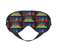 Happy Haitian Flag Day 1804 Eye Mask Sleep Mask Light BlockBlindfold Night Eyes Cover Soft Pressure-Free Eyeshade with Elastic Strap for Home Travel Office Nap Yoga