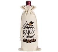 Happy Hallo Wine Halloween Reusable Wine Bag for Spooky Holiday Party Decor