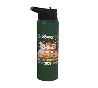 Happy HalloThanksMas 2026 Cute Munchkin Cats Dance Together Stainless Steel Insulated Water Bottle