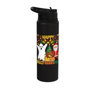 Happy Hallothanksmas Cover All The Fall Seasons Stainless Steel Insulated Water Bottle
