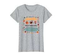 Happy Hallothanksmas Fall Winter Spring Holiday Fusion T-Shirt, Women, Heather Grey, XS