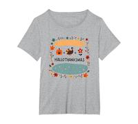 Happy Hallothanksmas Fall Winter Spring Holiday Fusion T-Shirt, Women's Plus, Heather Grey, 5X