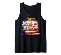 Happy HalloThanksMas Gnome Spooky Thankful Merry X-mas Tank Top