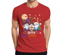 Happy HalloThanksmas Gnomes Halloween Christmas Design Fun Men's T-Shirt, red, XXL