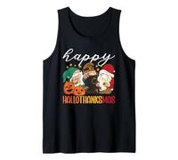 Happy Hallothanksmas Halloween Thanksgiving Christmas Gnomes Tank Top