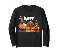 Happy HalloThanksMas Halloween Thanksgiving Christmas Season Long Sleeve T-Shirt