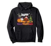 Happy HalloThanksMas Halloween Thanksgiving Christmas Season Pullover Hoodie