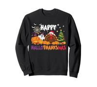 Happy HalloThanksMas Halloween Thanksgiving Christmas Season Sweatshirt