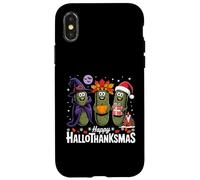 Happy Hallothanksmas Pickle Halloween Thanksgiving Xmas Fun Case for iPhone X/XS