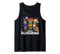 Happy Hallothanksmas Pickle Halloween Thanksgiving Xmas Fun Tank Top