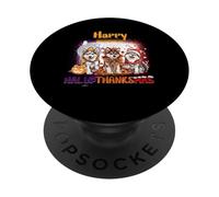 Happy HalloThanksMas Siberian Husky Spooky Thankful Merry PopSockets Adhesive PopGrip
