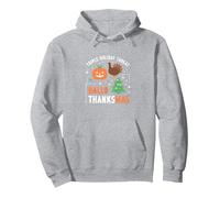 Happy Hallothanksmas Triple Holiday Threat Celebration Pullover Hoodie, Adult Unisex, Heather Grey, S