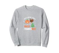 Happy Hallothanksmas Triple Holiday Threat Celebration Sweatshirt, Adult Unisex, Heather Grey, S