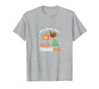 Happy Hallothanksmas Triple Holiday Threat Celebration T-Shirt, Men, Heather Grey, 4XL