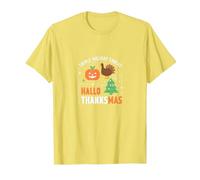 Happy Hallothanksmas Triple Holiday Threat Celebration T-Shirt, Men, Lemon, XL