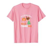 Happy Hallothanksmas Triple Holiday Threat Celebration T-Shirt, Men, Pink, L