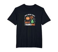 Happy Hallothanksmas Triple Holiday Threat Celebration T-Shirt, Men's Big and Tall, Black, 5X Tall